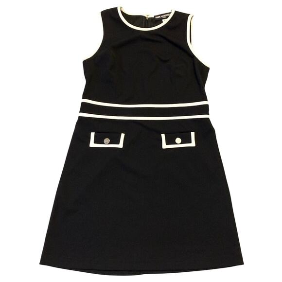 Karl Lagerfeld Paris Womens Dress Sz. 12 Black and White Trim Sheath Knee Length - Picture 2 of 16